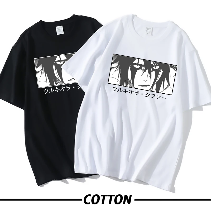 Anime Bleach Ulquiorra Cifer T Shirt Women Men Short Sleeves Summer Cotton T Shirt Manga Graphic T-shirt Streetswear tops