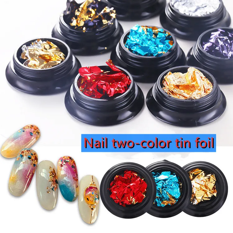 Золотые наклейки для ногтей серебристый неправильной формы двухсторонняя двух