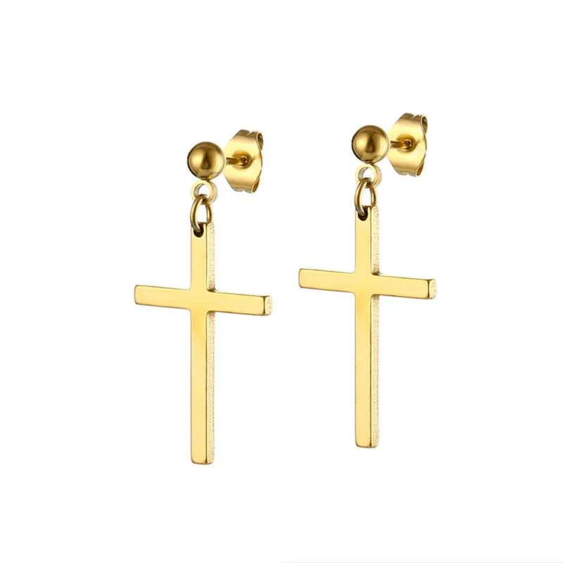 

1Pair Fashion Cross Pendant Cartilage Drop Dangle Earrings Punk Jewelry For Cool Women Girl Friendship Gifts