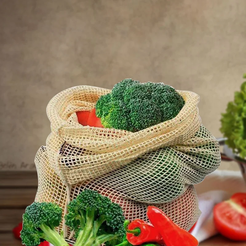 Сумка для хранения овощей многоразовый мешок покупок из эко хлопка можно стирать