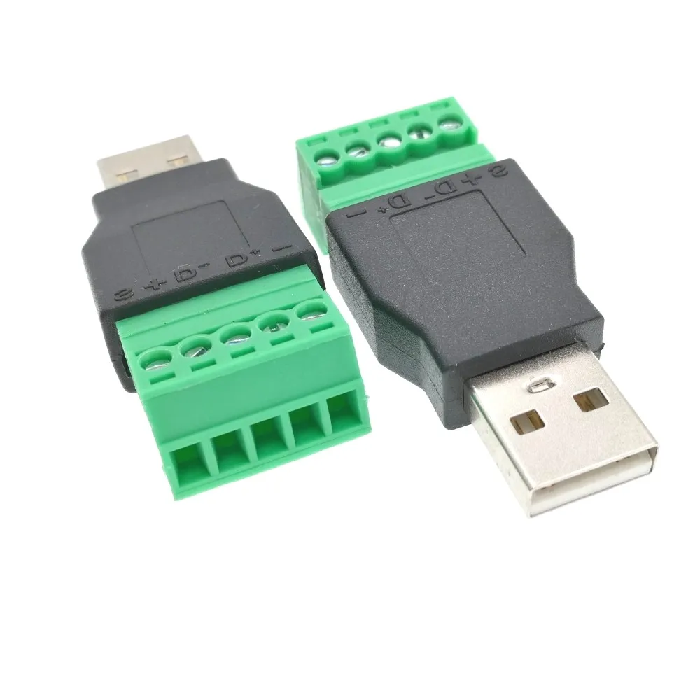 10 шт. USB 2 0 тип А штекер/гнездо до 5P винт с защитной клеммой адаптер