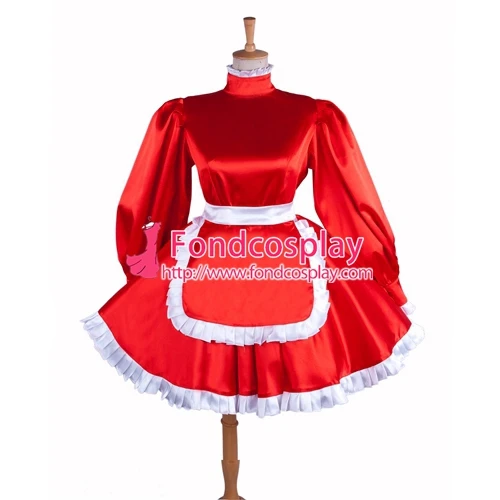 

lockable Sissy maid Satin dress Uniform cosplay costume Tailor-made[G1549]