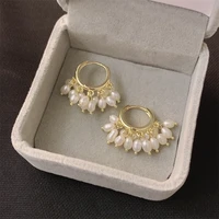 genuine fresh water white pearl big earrings handmade for women girl lovers korean fine jewellery oorbellen