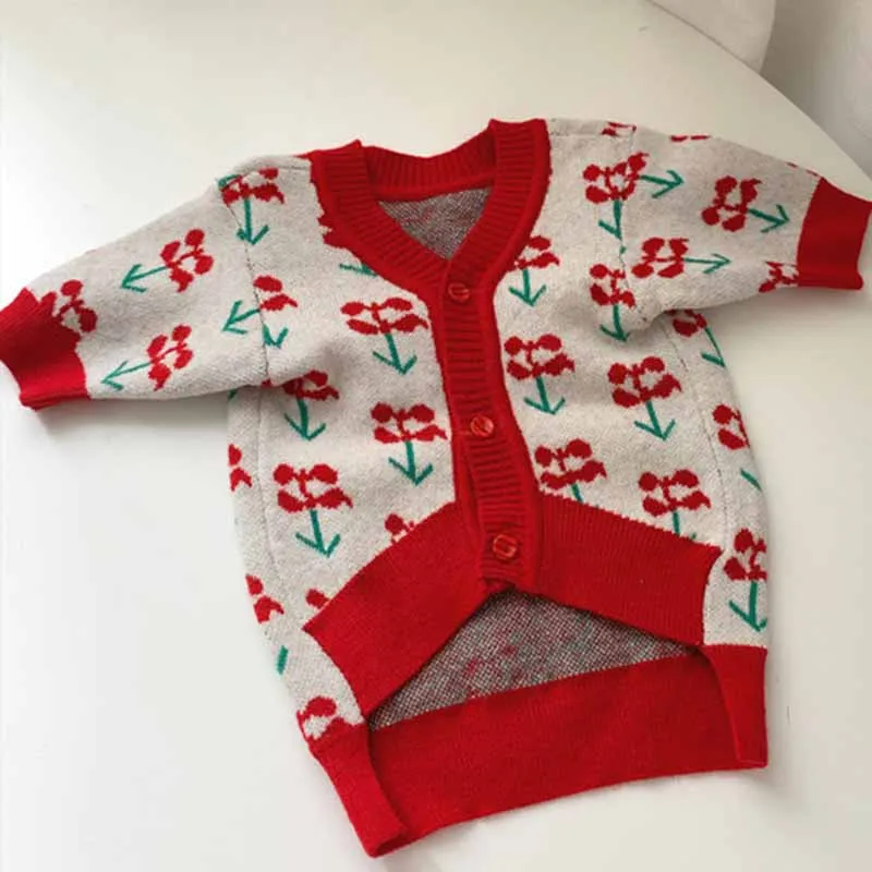 

Autumn and winter pet cardigan flower sweater dog cat clothes law fighting Corgi Schnauzer Teddy small and medium dog clothing