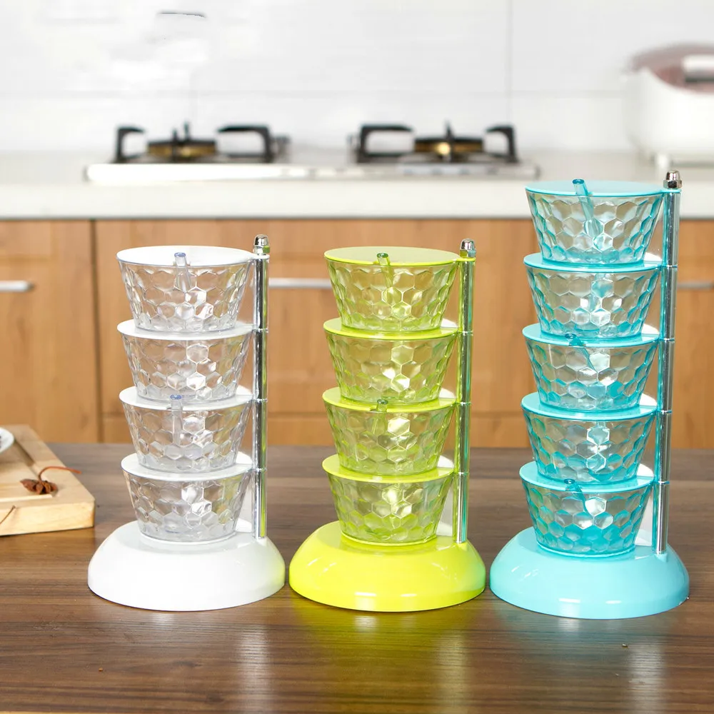 

Креативная вращающаяся Вертикальная коробка для специй, кухонные соли MSG, банки для приправ, комбинированный набор, бытовая коробка для хра...