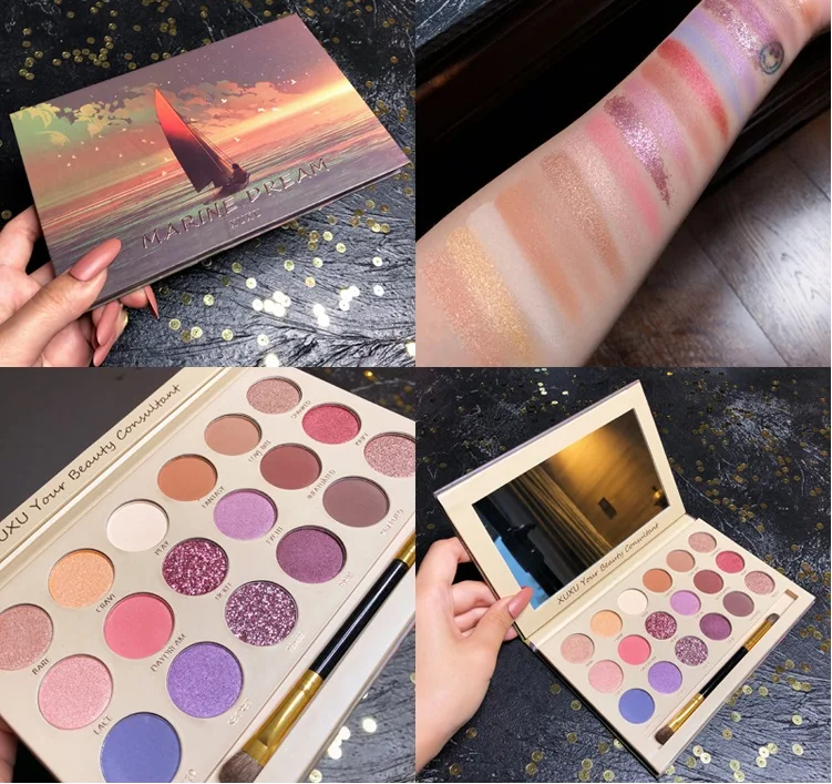 Палитра металлических теней для век 18 цветов бриллиантовые блестящие