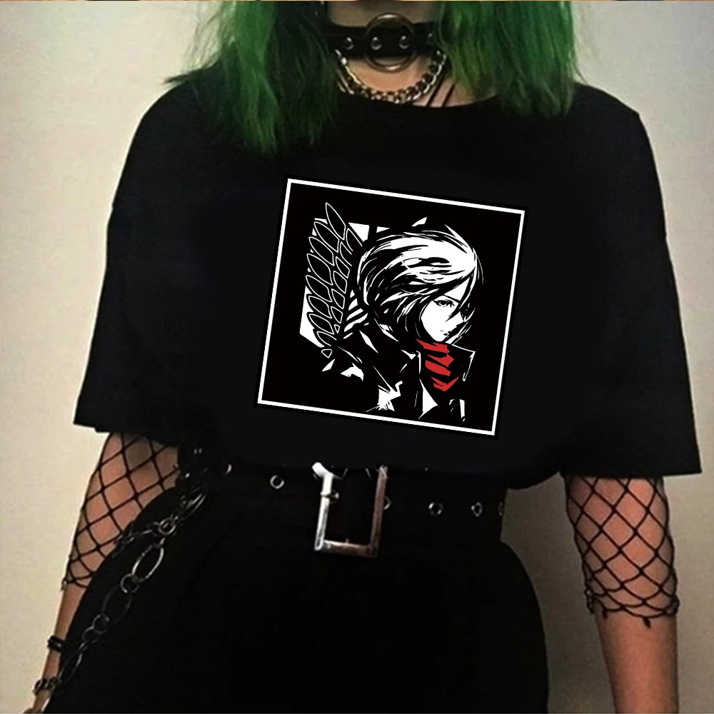 

Футболка женская с графическим принтом «атака на Титанов», винтажный шикарный топ в стиле хип-хоп, с круглым вырезом и коротким рукавом, ули...