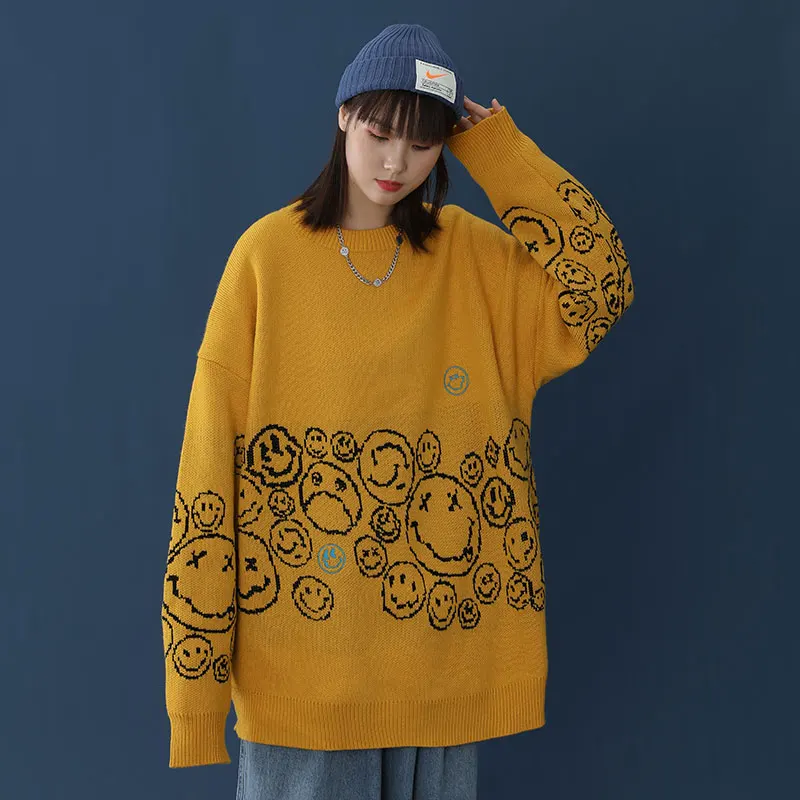 

Leefona Autumn Women Sweater Funny Print Loose O Neck Collar Knitted Sweaters Female Loose Hip Hop Harajuku Pullover Jumper