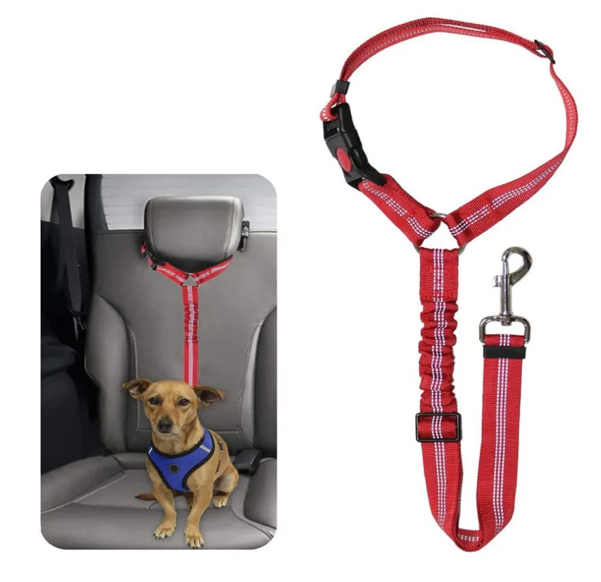 

Pet belt car seat belt traction rope ring dog belt retractable elastic reflective luminous traction belt