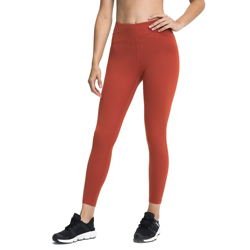 

New cross-waist stitching mesh yoga pants women's high-waist hip-lifting slim slimming sports cropped trousers