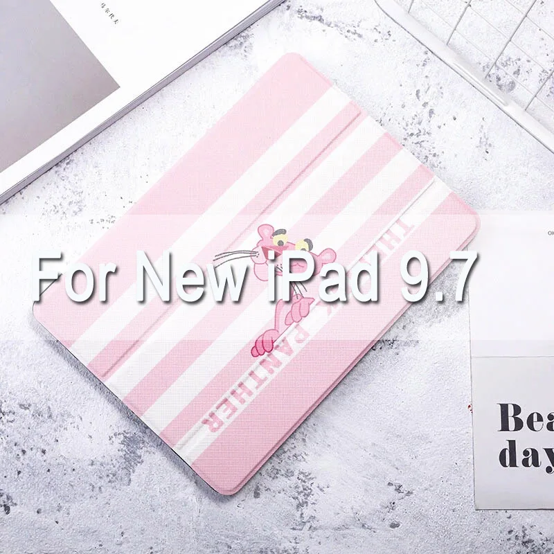 Ультратонкий легкий розовый чехол с рисунком для нового iPad 9,7 iPad 10,2 10,5 Funda Stander Smart Cover для iPad Air1 Air2 A1474 - Цвет: Pink for new ipad