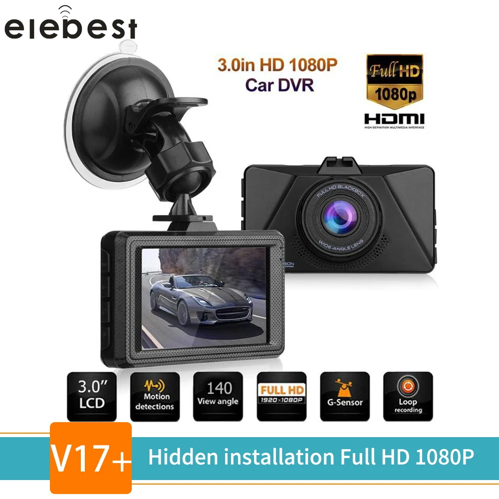 Elebest V17 + 3 дюйма Автомобильный видеорегистратор Камера полный HD1080P автомобиля