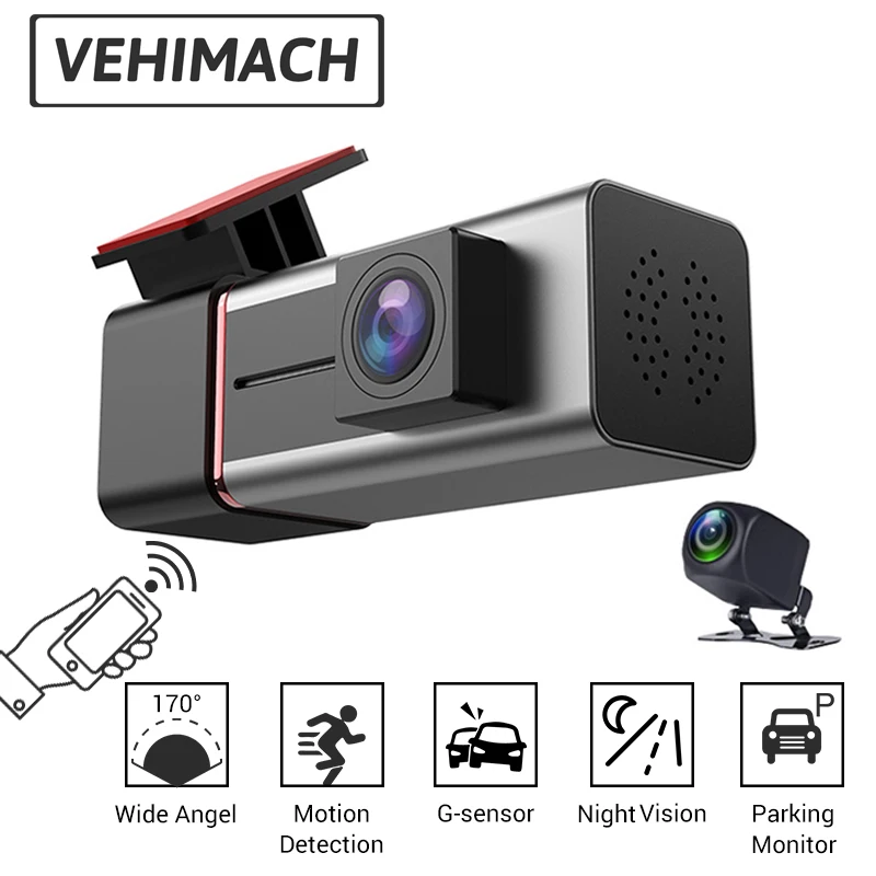 Автомобильный видеорегистратор скрытый Full HD 1080P Wi-Fi супер ночного видения