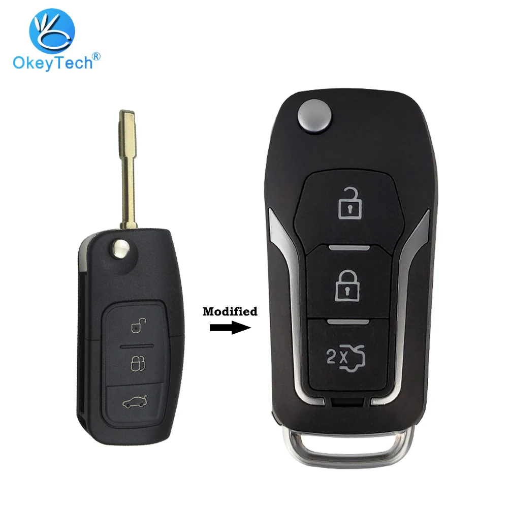 OkeyTech for Ford Mondeo Flip Folding Uncut FO21 Blade C-Max Fiesta S-Max Ka Galaxy Transit Remote Car Key Shell Cover Case | Автомобили и