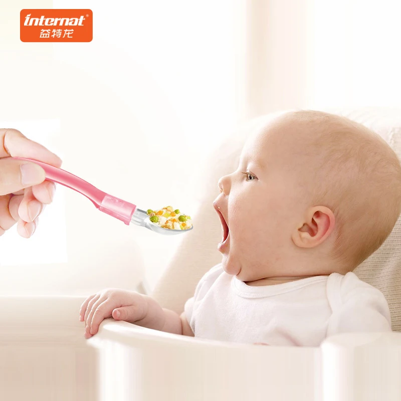 

Internat Toddler Baby Tableware Set Liquid Silicone Spoon with Travel Case Children Feeding Training Spoon Infant Dishware