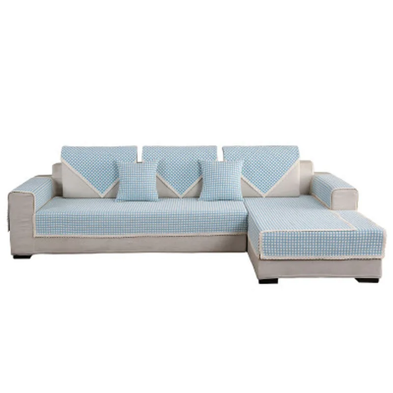 Всесезонное нескользящее покрывало для диванной подушки из хлопка и льна