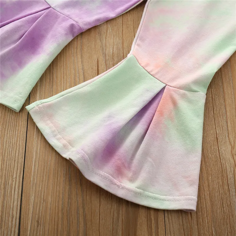 

2Pcs Toddler Kids Baby Boy Girl Tie-dye Sets Long Sleeve Top Flare Pants Trousers Autumn Spring Cotton Outfit Clothes Set 1-6Y