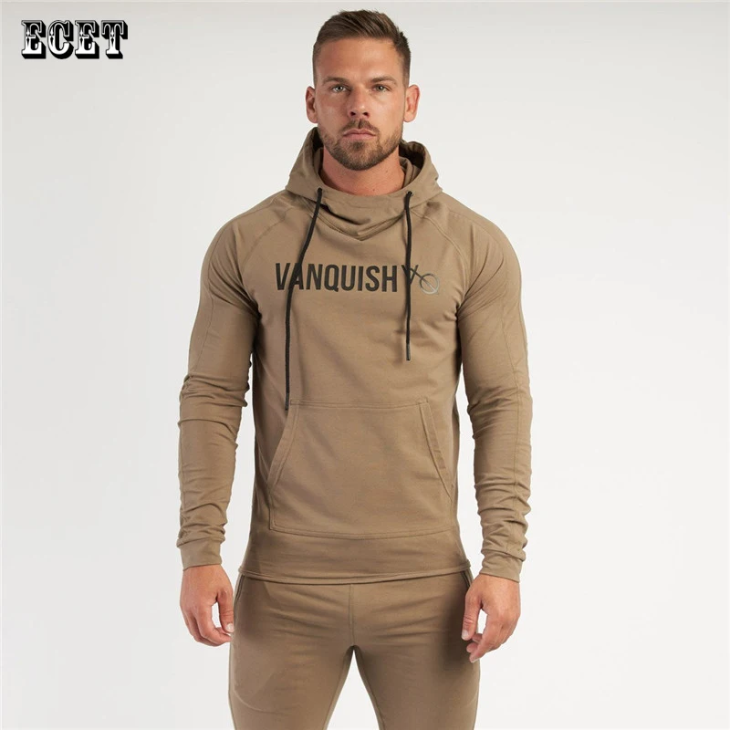 

Мужская одежда, хлопковый весенне-осенний Новый Модный мужской пуловер с капюшоном, фирменная спортивная одежда для спортзала и бодибилдин...