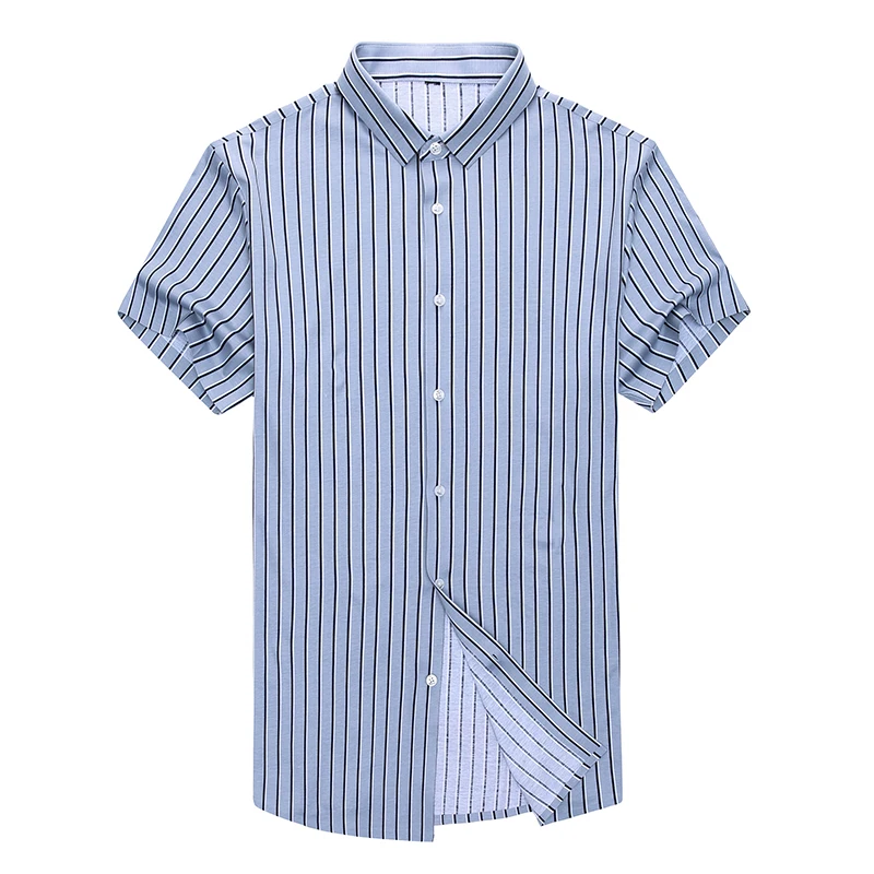 

YISU Men Casual Shirt Slim Fit Turn Down Collarl Button stripe Seamless shirt Short sleeve high quality Business shirt Men