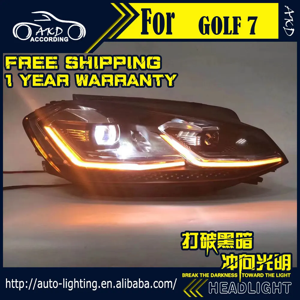 AKD автостайлинг фара для VW Golf 7 фары Golf7 обновление 5 светодиодный ная 2013 2017 DRL H7 D2H Hid