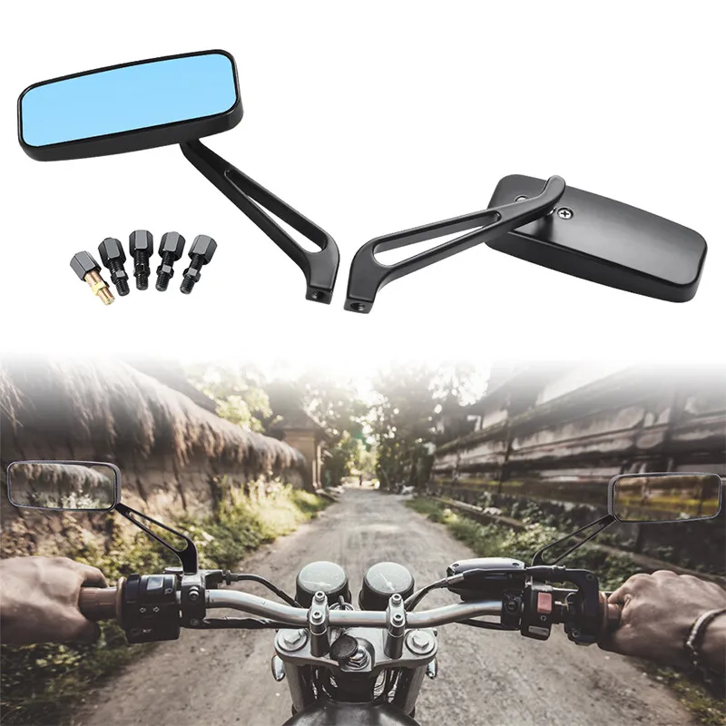Мотоциклетное боковое зеркало заднего вида Алюминиевое квадратное 8 мм 10 для