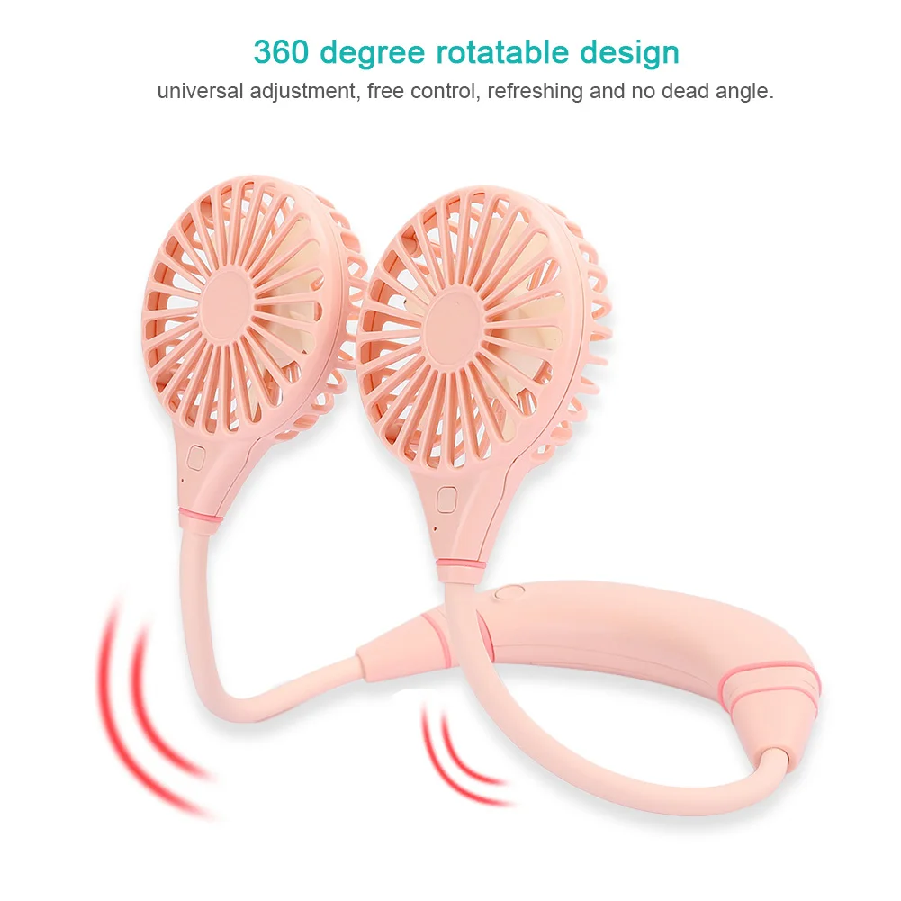 Портативный переносной шейный подвесной вентилятор USB Перезаряжаемый мини