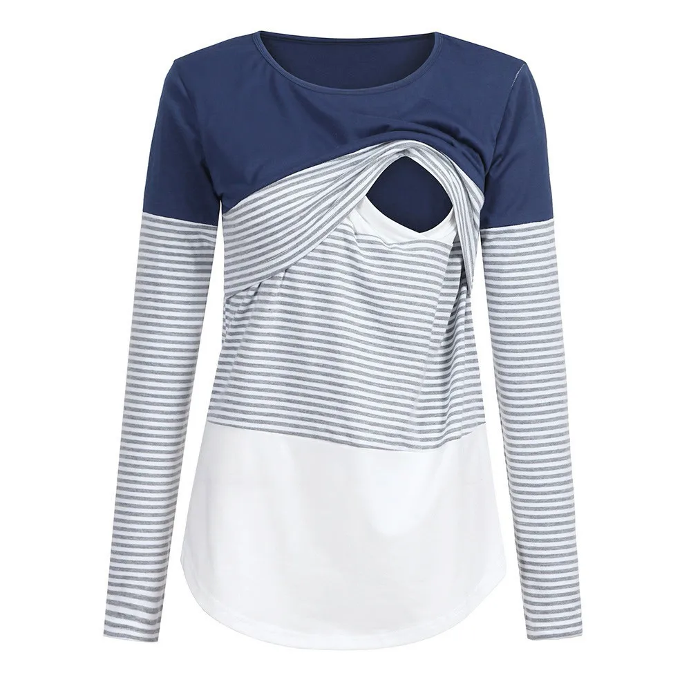 Топ для кормящих матерей рубашка грудного вскармливания полосатый стежок с