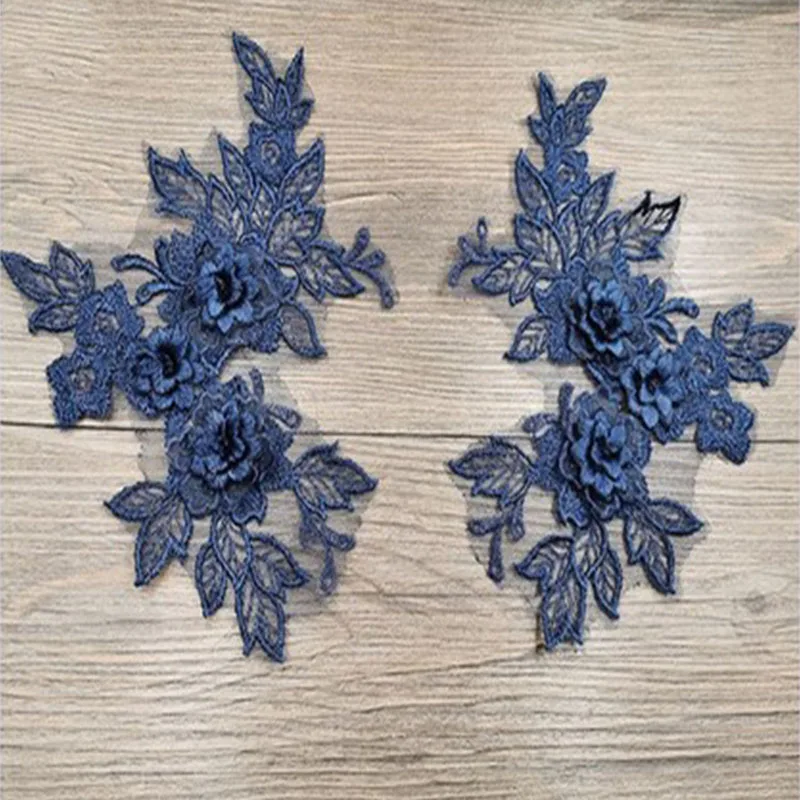 2 шт цветной 3D цветок Кружевная аппликация вышитый материал отделка для DIY