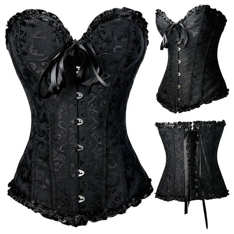 

Sexy Women Lace Up Corset Bustier Top Plus Size XS-6XL Corset Boned Waist Trainer Corse Boned Overbust Corsets Slimming Clothing