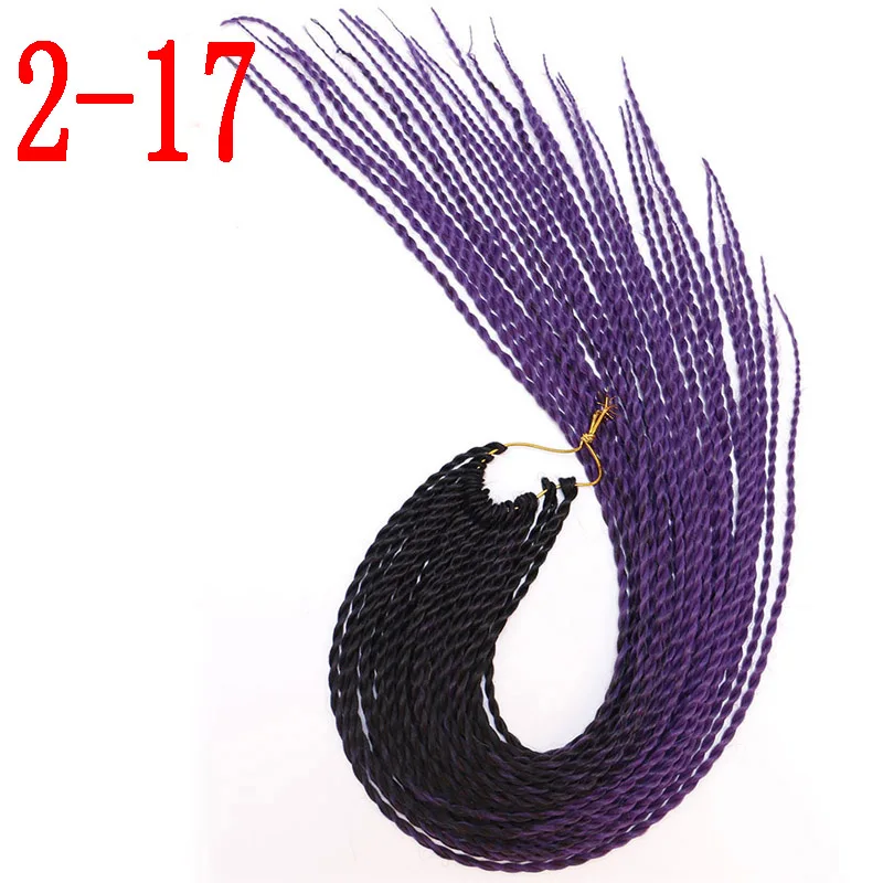 2-17 MERISIHAIR Ombre вязанные косички Сенегальские крученые волосы 24 дюйма 30 корней/упаковка синтетические плетеные волосы для женщин серый синий розовый - Цвет: 2-17