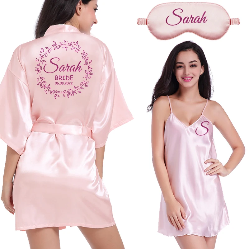 Женская атласная ночная рубашка Подарочная Ночная сорочка для подружки невесты