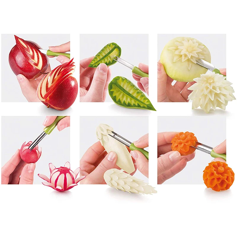 

Stainless Steel Carving Knife Set Kitchen Fruit and Vegetable Cutter Tools Decoration for Home Kitchen Gadgets and Accessories