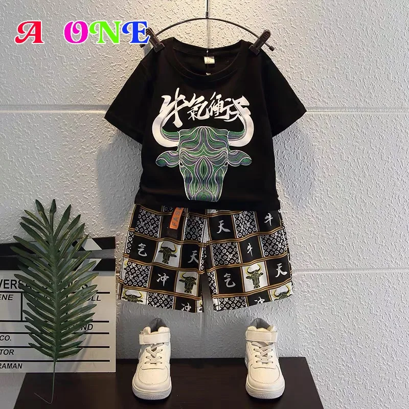 

Summer boys set kids clothing children outfits t-shirt +