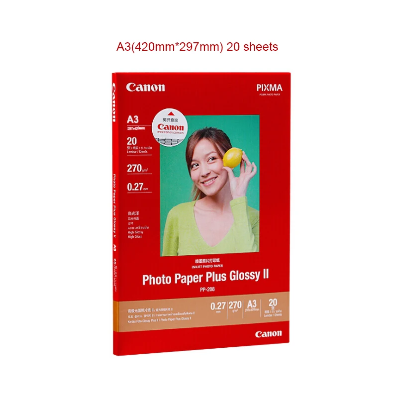 Оригинальная глянцевая фотобумага Canon Advanced/фотобумага(PP-208) 270 г/0,27 мм/водонепроницаемая/4*6/A4/A3 - Цвет: A3