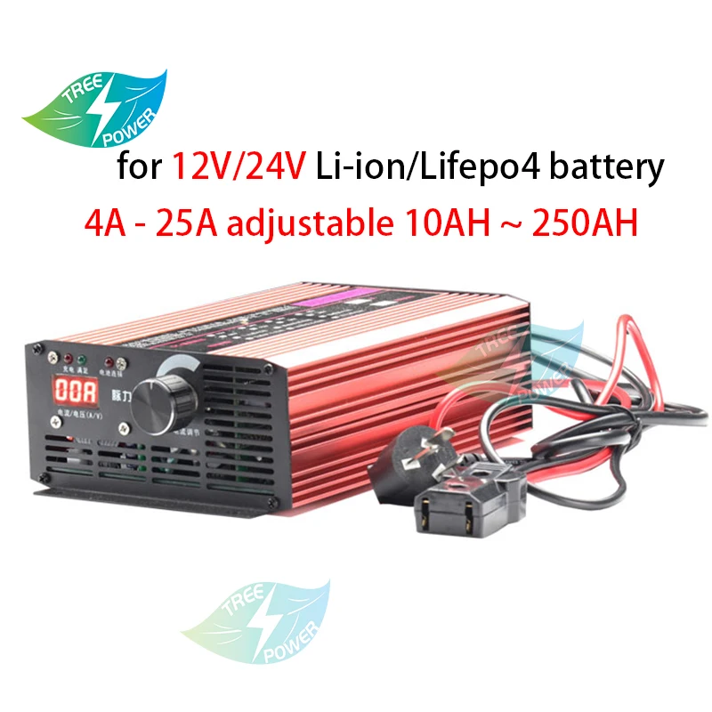 

12V 24V 14.6V 16.8V 29.2V 12.6V Li-ion Lifepo4 Lithium Battery Adjustable Charger 5A 10A 15A 20A 25A Fast Charge 3S 4S 6S 7S 8S