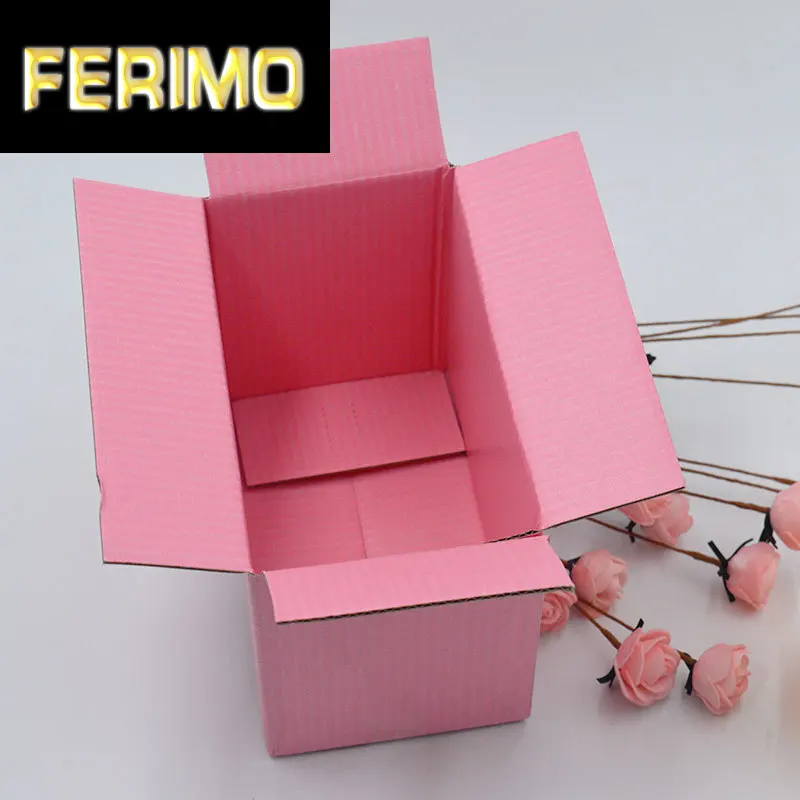 

10Pcs/lot 26*15*18cm Handmade Packing Box Pink/Black Corrugated Paper Gift Box Large Cardboard Carton Large Present Courier Box