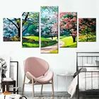 5 шт. цветок дерево весенний пейзаж живопись модульные HD печати рамка для фотографий Гостиная домашний Декор Современный плакат картины на холсте