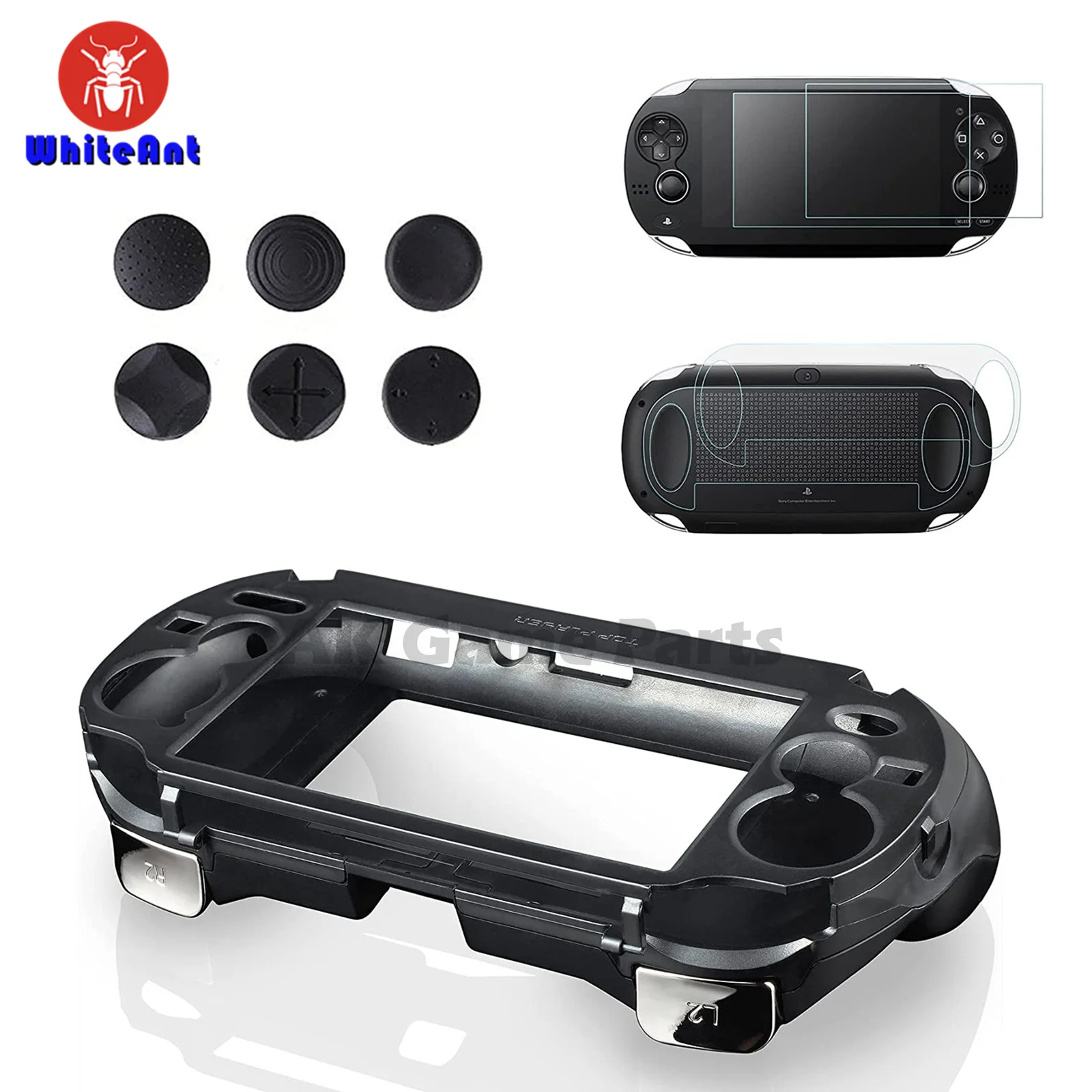 For PS Vita 1000 Grip L2 R2 Hand Grip Game Console Stand Case With Tempered Film + Joystick Caps + Back Plastic Mold enlarge