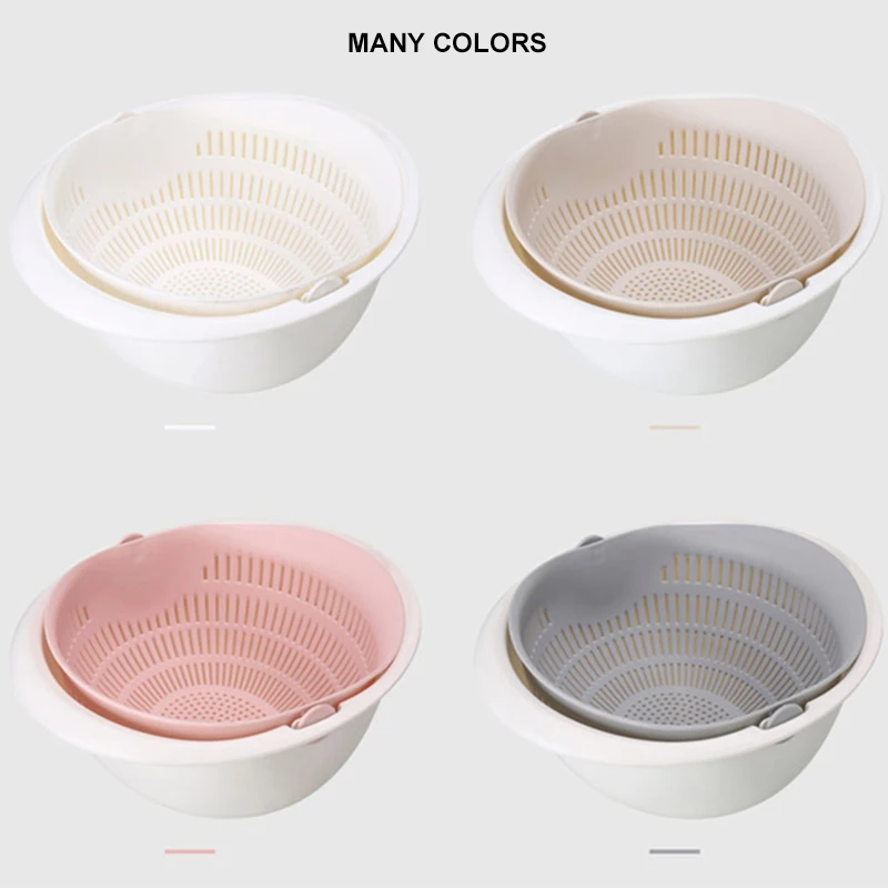 

Double Layer Swivel Drainer 2 in 1 Bowl Strainer Combo Durable Washable Convenient Detachable for Cleaning Veggies ANDF889