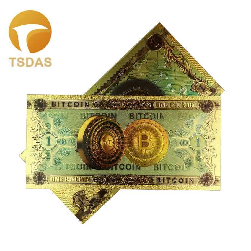 10 шт./лот, цветные банкноты Bitcoin BTC, золотые банкноты Bitcoin, 24k позолоченные для сбора, Прямая поставка, банкноты