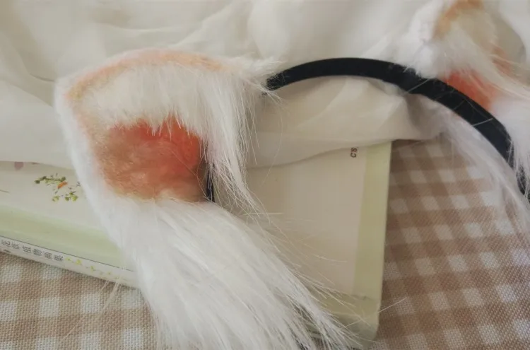 Лолита косплей костюм аксессуары Симпатичная кошка neko уши лиса обруч для волос черный белый головной убор сделано в ручную