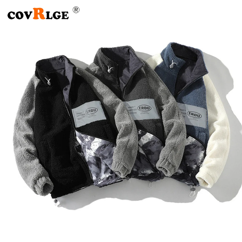 Covrlge Men's Zipper Jacket Winter Male Fleece Warm Coats Casual Streetwear Hip Hop Slim Fit Pilot Jackets Mens Clothing MWM126