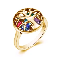 18k gold color tree of life stone custom ring unique real 925 sterling silver birthstonetrendy jewelry mothers day gifts 2022 dd