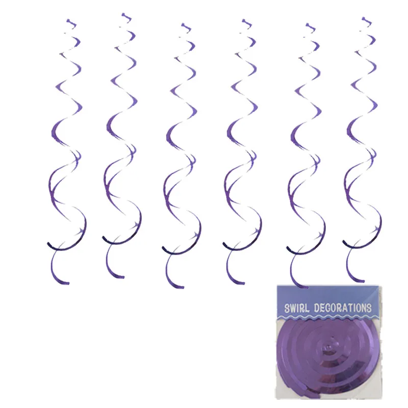 6pcs purple spiral Русалка вечерние девушки день рождения декоративная Растяжка воздушные шары для дня рождения гирлянда хвост русалки оболочки гирлянды-флажки Детские Декор - Цвет: 6pcs purple spiral