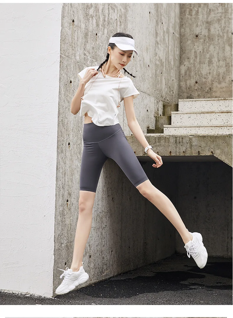 

LGFD205A Women spring fall high stretchy nylon outside use girl peach hip elastic shark skin feeling leggings