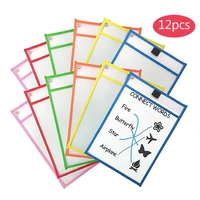 12pcs reusable dry erasable pockets transparent write and wipe drawing board dry brush bag file pocket for teaching kids pastels
