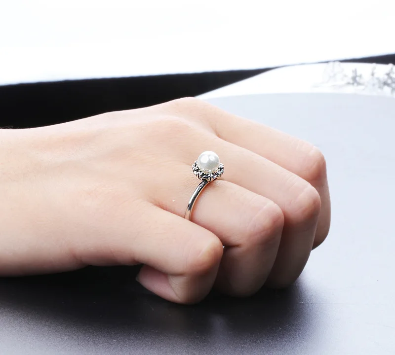 925 Серебряное кольцо с белым жемчугом и бриллиантами для женщин роскошное Anillos De