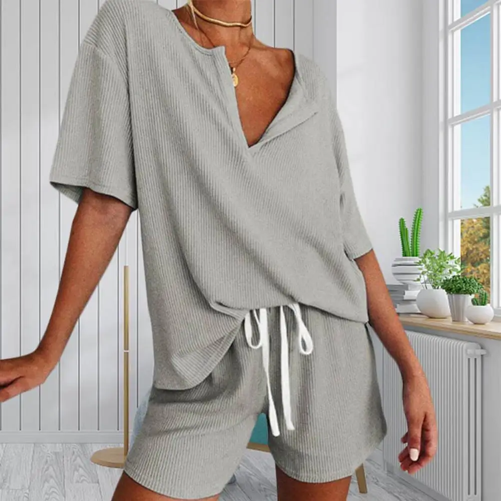 

Women 2 Pieces Pajamas Set Sleep Outfit Lounge Sleepwear Set Straight Trousers Casual Solid Nightwear Shirt&Pants 2021 New