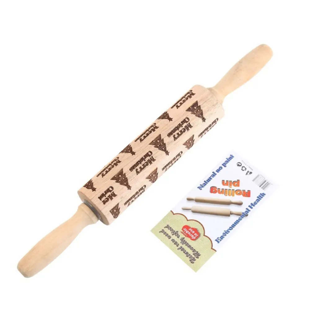 Bakng Mold Wood Tool Embossing Rolling Pin Cake Carving Gingerbread DIY Christmas | Дом и сад
