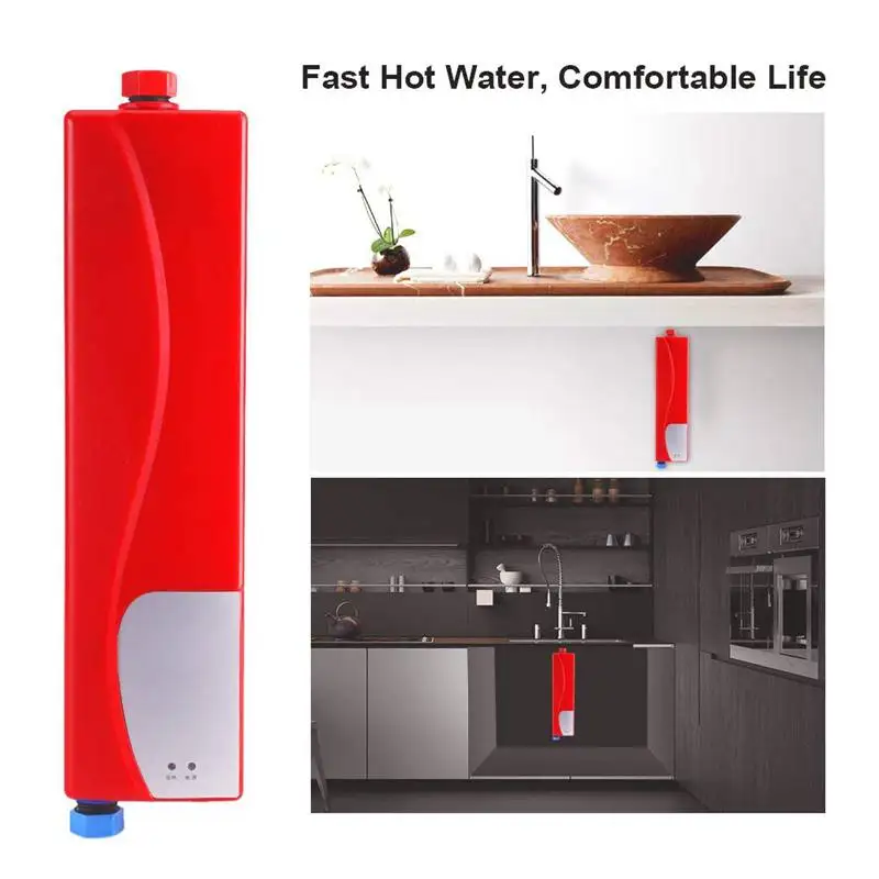 

3000 W Electronic Mini Water Heater, Without Tank, With Air Valve, 220 V, With EU Plug, For Home, Kitchen, Bath, Red, Socialme -